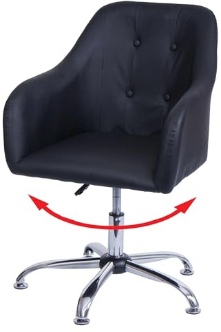 Mendler Esszimmerstuhl HWC-L92 Metall - Kunstleder schwarz | Küchenstuhl, Stuhl, mit Armlehne, drehbar höhenverstellbar