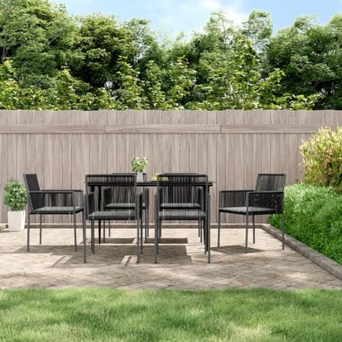 Camerina Gartenstühle mit Kissen 6 STK. Schwarz 54x60,5x83,5 cm BalkonmöBel StapelstüHle Garten