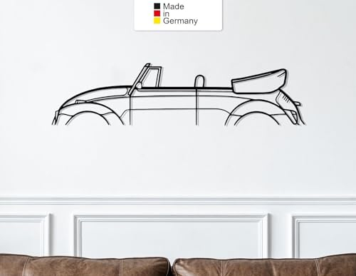 Beetle Convertible 1982 Classic, Metall Wandbild, Wanddeko, Auto Silhouette (Größe: 200 cm (78))