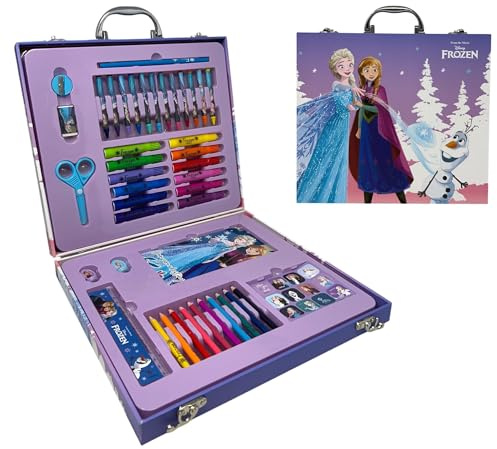 CERDÁ LIFE'S LITTLE MOMENTS Schreibwaren-Set inspiriert in Frozen - Lila - 30 X 27 X 4 cm - Inklusive Aktentasche mit allem, was Sie brauchen, um Farbe - Original-Produkt in Spanien entworfen