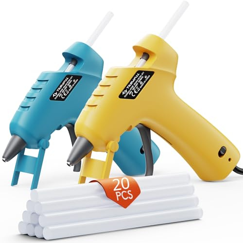 Tilswall Heißklebepistolen, 2 Stück 20W Heissklebepistole mit 20pcs 7 * 100mm =10pcs 7 * 200mm Heißklebesticks, Klebepistole Anti-Tropf Schnellaufheizung für DIY Handwerk Schule&Hausreparatur