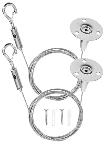 2Pcs Picture Hanging Wire, Stainless Steel Adjustable Mirror Hanging Wire Ropes with Hook Heavy Duty Picture Wire for Picture Lamps Billboards Flower Pots, 1.5mmx0.5m