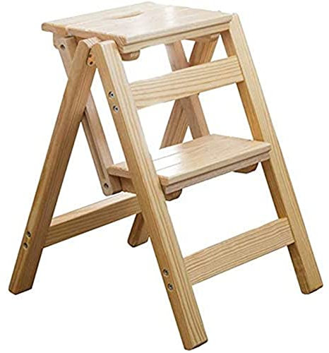 HSWOYEA Stepladders 2 Steps Ladders Small Stool Folding Portable Solid Wood Household Step Ladder Rack Ladder Multi-Purpose Folding Stool