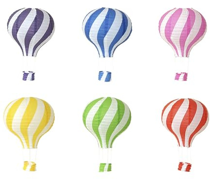 Hot Air Balloon - 6 Pcs Hot Air Balloon Lampshade Decoration, Rainbow Hot Air Balloon Decoration, Hot Air Balloon Hanging Paper Lanterns, Hot Air Balloon Paper Lanterns Decorations for Party Birthday