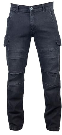 Generico Pantalone da Lavoro Uomo Jeans Elasticizzato Multitasche Modello Austin Man (IT, Testo, M, Regular, Regular, Nero)