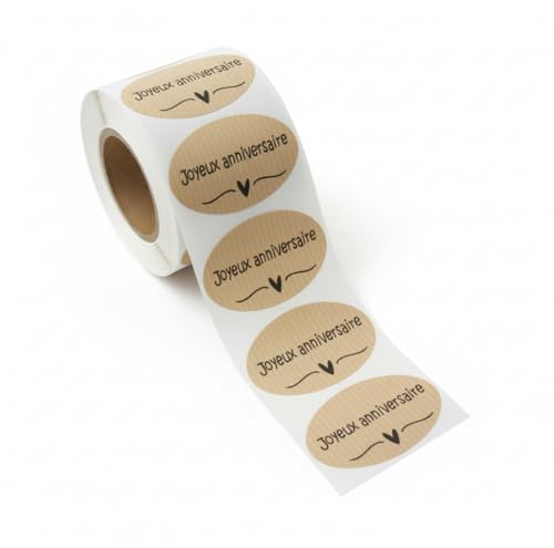 Joyeux Anniversaire Lot de 200 étiquettes adhésives ovales pour cadeaux et cadeaux 5 x 3 cm