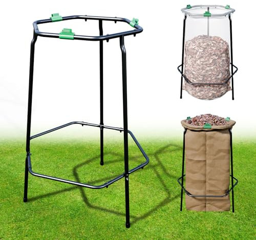 Aowalen Leaf Bag Holder Stand, Trash Bag Holder for 33-50 Gallon Plastic and 33 Gallon Paper Bags, Heavy Duty Metal Garbage Bag Frame Holder for Leaves, Yard, Camping, Parties