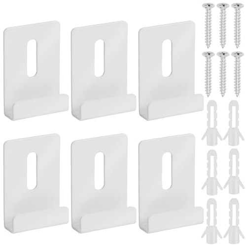 Sweet Lot de 6 clips en métal blanc pour kit de suspension miroir, grands clips de fixation lourds sans cadre