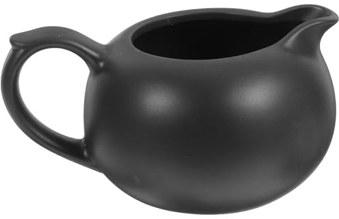 Cabilock Petit pot à mousse de lait avec poignée, carafe à sauce en céramique noire, pichet à sucre, mini bouilloire verseur pour lait, café, sauces sirop