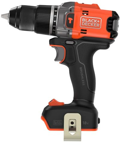 BLACK+DECKER 18V POWERCONNECT Trapano a Percussione a Batteria, Motore Senza Spazzole, Coppia 50 Nm, Mandrino Senza Chiave da 13 mm - Unità Senza Accessori, BLD683XN-XJ
