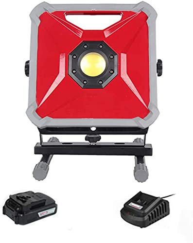 LVSEWOA Focos portátiles de 50 W, Luces de Trabajo LED Recargables con Soporte, 1500 LM, 2 Modos de luz (batería de 21 V), Foco LED para Exteriores, Camping, Taller, Garaje