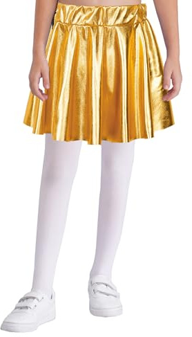 Alvivi Bambina Gonna in Stile Flamenco Rock Bambine Gonna in Stile Rock Metallico Bambine Vestito Danza Latinoamericano Spettacolo Teatrale Oro 15-16 Anni
