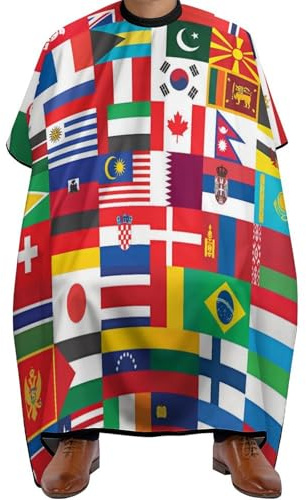 World Country Flags Funny Hair Cutting Cape Salon Haircut Apron Barbers Hairdressing Cape with Adjustable Closure