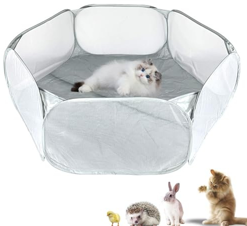 Small Animal Pop Open Cage Tent Exercise Fence, Pet Playpen for Ferret,Guinea Pig, Rabbits,Breathable and Portable Pet Playpen Fence