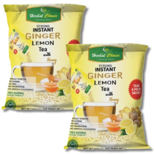 Herbal Choice Strong Instant Ginger Lemon Tea With Honey 360g - 30 Sachets (Granules) - Pack of 2