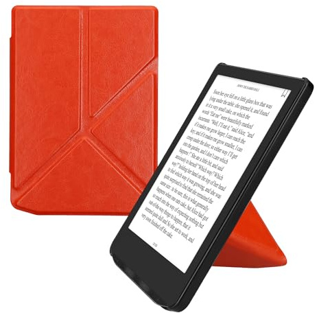 kwmobile Schutzhülle für Pocketbook Verse/Verse Lite/Verse Pro/Color/Vivlio Light/Light HD Hülle - Kunstleder Case - eReader Klapphülle mit Auto Sleep Funktion - Cover mit Ständer - Orange