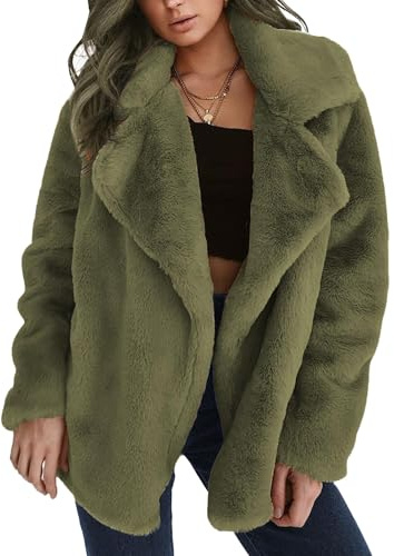 Generisch Pelzmantel Damen Einfarbig Kunstfell Winterjacke Kurz Elegant Kunstpelze Jacke Dicke Warme Mantel Revers Wintermantel Winter Pelzjacke Langarm Übergangsjacke