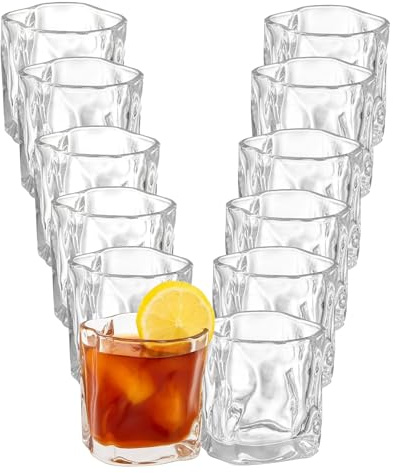 BAVARY Trinkgläser Set 12 Stück 150 ml – Wave Design Klarglas – Wassergläser, Whiskygläser & Kaffeegläser – hitzebeständig & spülmaschinenfest – ideal für Latte Macchiato, Eistee, Cocktails & Matcha