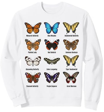 Types de Papillons, Tableau des espèces de Papillons Sweatshirt