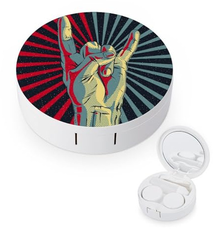 fkgvwo Contact Lens Container Art Hand Travel Contact Lens Box with Mirror Tweezers Solution Bottle