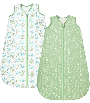 ToyaTec Babysovsäck 1,0 Tog 2-pack, Supermjuk rayon tillverkad av bambu, Babysovsäck i bambufiber, ren ekologisk, vår och sommar(Grön, XL)