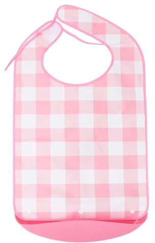 HOODANCOS Bavoir Imperméable pour Adulte Grand Format, Protège-vêtements Lavable en Tissu, Bavoir pour Personnes Âgées avec Récupérateur de Miettes, Protection Repas Quotidienne,