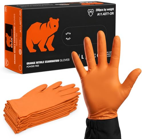 RAP Gloves Orange Nitrile Disposable Gloves Large 200 Latex Free Food Safe | Powder free high visibility nitrile, 200 pack, tear resistant, for cleaning, hygiene, catering, valeting