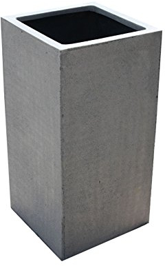 VIVANNO Jardinière Colonne de Plantes en Fibre de Verre Design béton Gris Bloc - 60x30x30 cm