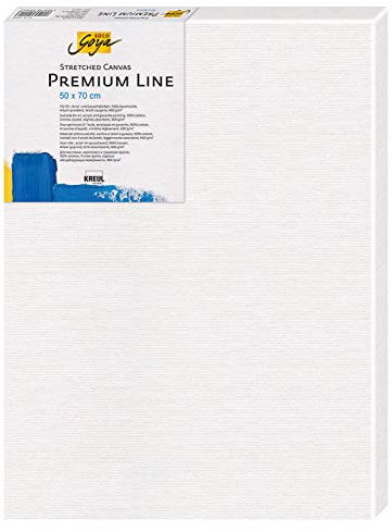Kreul 505070 - Solo Goya Stretched Canvas Premium Line, Keilrahmen 50 x 70 cm in Premiumqualität, Leinwand aus Baumwolle 4 fach grundiert, ideal für Öl-, Acryl- und Gouachefarben Weiß