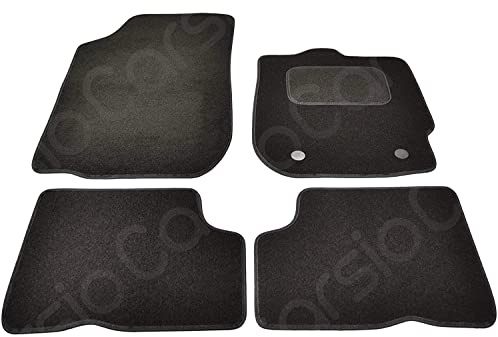 Dacia Duster 2010 to 2018 4 Piece Set with 2 Clips Car Mats UK-Made Tailored Fit Carpet Floor Mats Full Coverage Compatible Accessory Black Trim