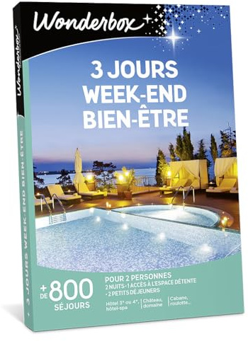 Wonderbox - Coffret Cadeau - 3 Jours Week-End Bien-être - 820 séjours en hôtels-Spa, manoirs pour 2 Personnes - Idée Cadeau Couple Original