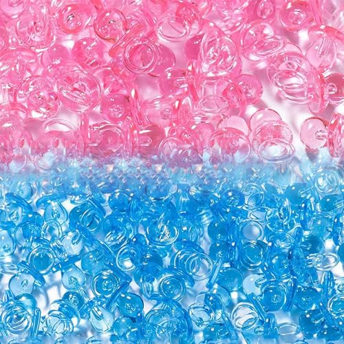 MINGZE 100 pezzi Acrilico Plastica Carina Blu e Rosa Piccolo Bambino Succhietti Ciuccio per Decorazioni Baby Shower, Scatter da tavolo, Party Favors, Giochi e attività