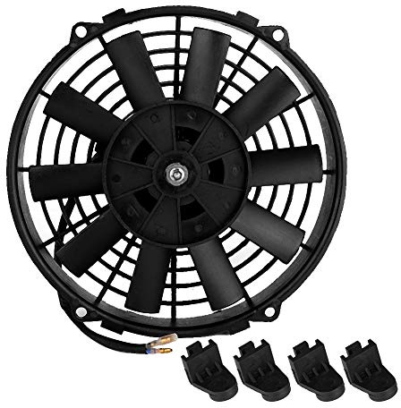 EBTOOLS Ventilateur de voiture universel, ventilateur électronique de moteur de climatiseur de lame incurvée de 12V 80W 9inch