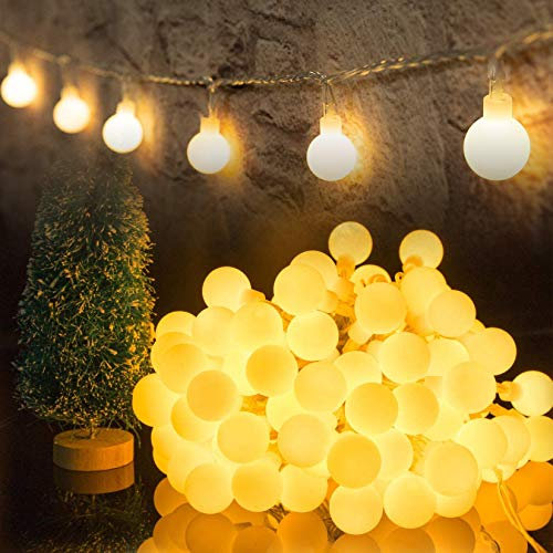 HOTLIKE Guirnalda Luces, Cadena de Luces 5M 50 LED, 2 Modos, Fairy String Light PilasLuces Decoración para Navidad Interior y Exterior, Habitacion, Jardín, Boda, Fiesta, Festival (Blanco Cálido)