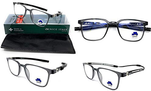 Blaulichtfilter lesebrille anti blaulicht. Computerbrille TR90 magnetisch Iman erweiterbar Professional Für herren damen gamer brille venice (Grau, +1.00)