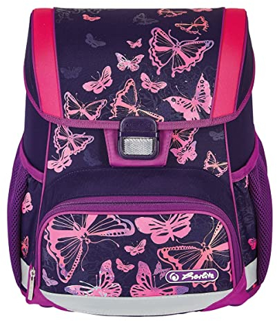 Herlitz® Schulrucksack Loop Jugend Schulranzen Rückentasche | Volumen 16L | Herren Damen Unisex Sportlich | Für Studenten Alltag | Geräumig Robust | Butterflies, multicoloured, Modern