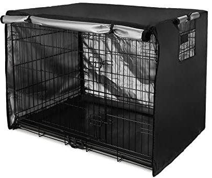 Sensong Hundekäfig Abdeckung für Drahtkäfige 124.5x79x84cm Schwarz | Hundebox Abdeckungen Winddicht Langlebig für Hundehütten Hundekäfig Zubehör Innen Draussen Zuhause
