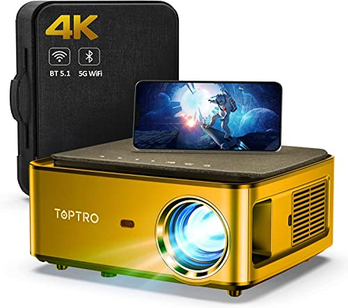 TOPTRO Miniprojektor 2022, uppgradering med Wi-Fi och Bluetooth, bärbar 9 500 l, 1080P Full HD, hemmabio kompatibel med iOS/Android/TV-stick/USB/PS5