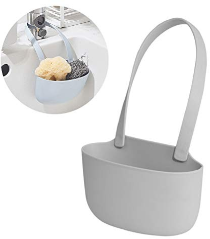 Küchenspüle Caddy Schwammhalter Organizer mit Aufhängung für Spülbürsten und Schwämme, Praktischer Küchenaccessoire zum Aufbewahren und Trocknen, Grau