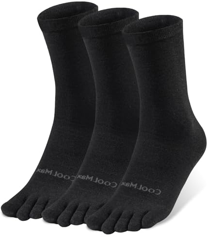 OrrinSports Toe Socks Liner Crew Socks for Men Women Coolmax Five Finger Socks 3 Pairs Running Socks