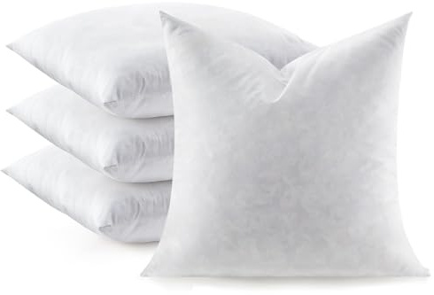 Swandream Feather Throw Pillow Inserts Set of 4, Soft Fluffy Square 20 x 20 Inches Decorative Pillow Insert, Feather and Down Euro Pillows for Bed, Couch and Cushion