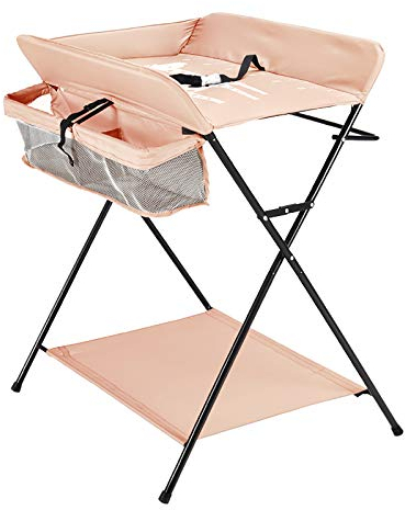 ERnonde Mobil Wickelkommode, Wickeltisch Badewanne, Klappbare Wickelstation, 3 Fächern Baby Wickeltisch, Wickelauflage Für Babys bis 12 Monaten