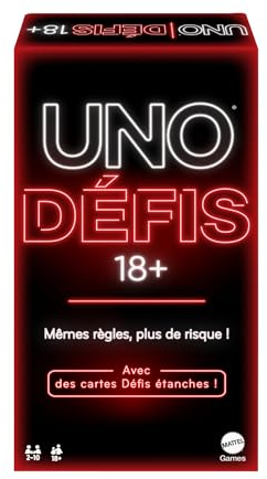 Mattel Games UNO DEFIS Kartenspiel nur für Erwachsene für Spiele, Reisen, Camping und Partys, französische Version JBF59