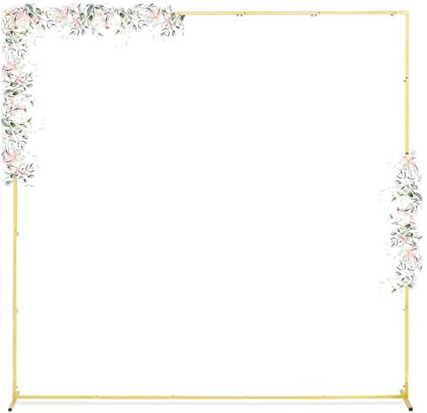 Sfondo ad arco per matrimonio, quadrato, in metallo, rettangolare, per cerimonie, feste, compleanni, baby shower, anniversari, pergolato, decorazione a palloncino, 1,8 m x 1,8 m