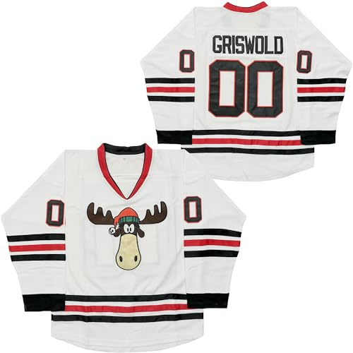 #00 Griswold Movie Hockey Jerseys X-Mas Christmas Vacation Mens Jersey White Stitched L