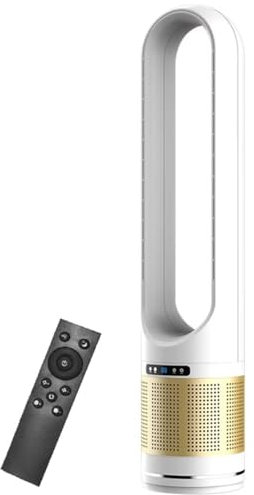 LSQXSS Ventilateur tour avec purificateur d'air,ventilateur de refroidissement sans pales avec télécommande,8 vitesses,minuterie 8h,balançoire à 80°,ventilateur tour à circulation d'air,affichage LED