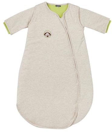 Gesslein Baby Schlafsack Bubou, Ganzjahres-Schlafsack mit Temperaturregulierung (optimale Passform, langer Reißverschluss, 70),beige mit Affe Motiv