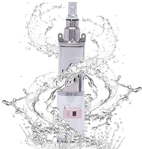 HINOPY Brunnenpumpe 12V, Solar Tiefbrunnenpumpe mit 17m Stromkabel, 180W DC Edelstahl Druckschalter Wasserpumpe, 1.2m³/h max. Durchfluss, 20m max. Gartenpumpe für Farm Ranch Tauchbohrung Tiefbrunnen