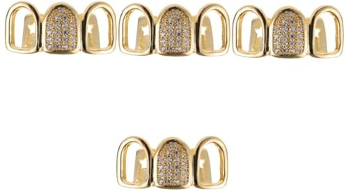 LIFKOME Shiny Gold Tooth Grill Abnehmbar Und Leicht Zu Reinigen Komfortabel Tragbar Hohl Gefertigtes Hip-hop-zahnschmuck Für Partys Cosplay Diy-videos Und Angesagte Streetwear