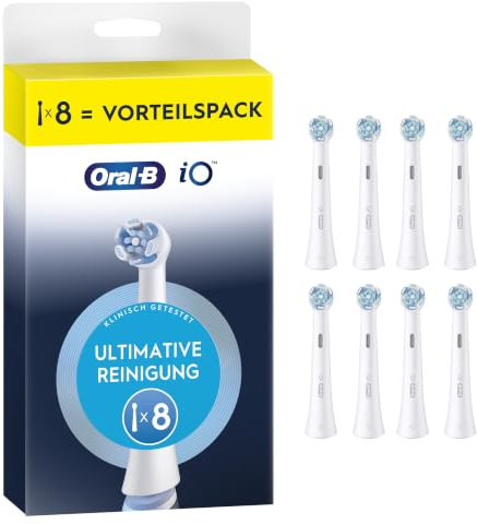 Oral-B iO Aufsteckbürsten Ultimative Reinigung, Weiß, 8 Stück | Original Zahnbürstenaufsatz für Elektrische Zahnbürste, 360° Fortschrittliche Tiefenreinigung und Plaqueentfernung